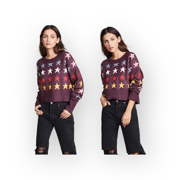 new Wildfox Couture ★ Rainbow Star Elektra Knit Sweater ★ Crushed Berry - Picture 11 of 16